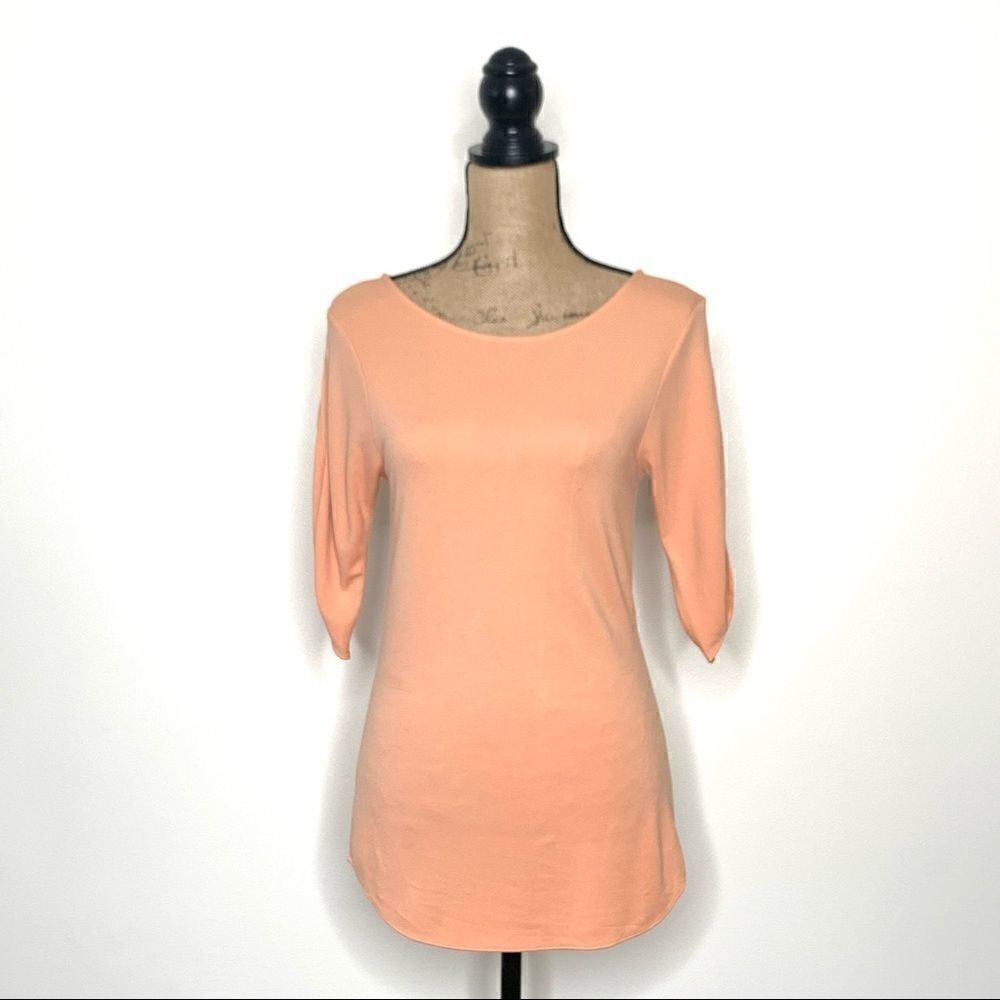 Ann Taylor Peach Petal Sleeve Round Neck Top
